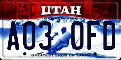 UT license plate A030FD