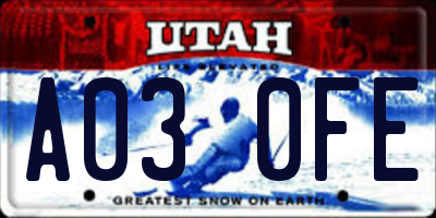 UT license plate A030FE
