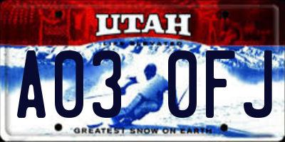 UT license plate A030FJ