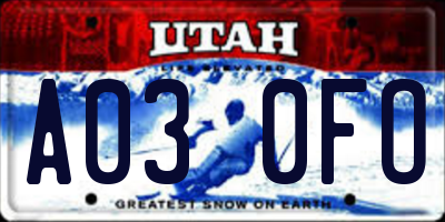 UT license plate A030FO