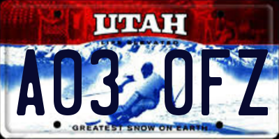 UT license plate A030FZ