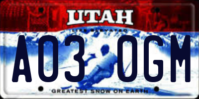 UT license plate A030GM