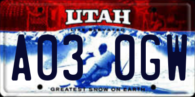 UT license plate A030GW
