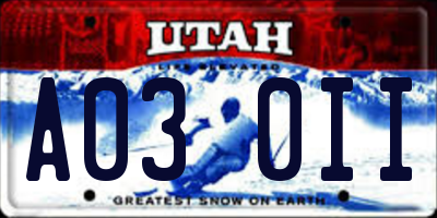 UT license plate A030II