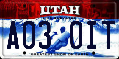 UT license plate A030IT