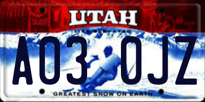 UT license plate A030JZ