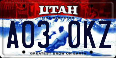 UT license plate A030KZ