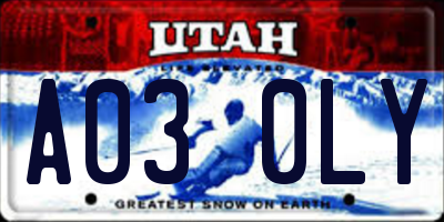 UT license plate A030LY