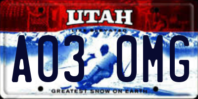 UT license plate A030MG