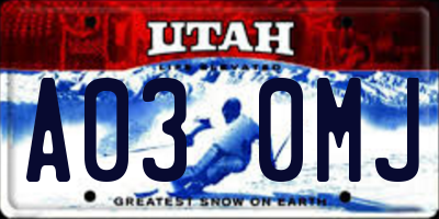 UT license plate A030MJ