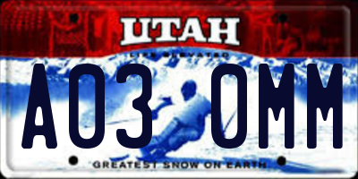 UT license plate A030MM