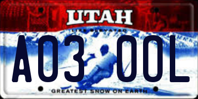 UT license plate A030OL