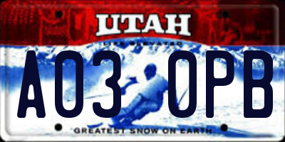 UT license plate A030PB