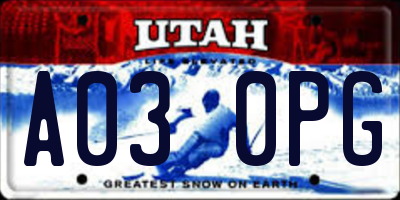 UT license plate A030PG