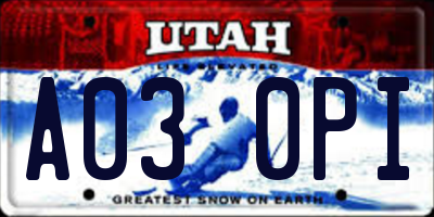 UT license plate A030PI
