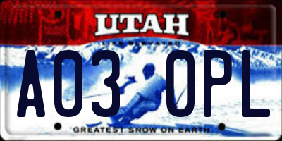 UT license plate A030PL
