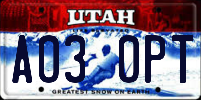 UT license plate A030PT
