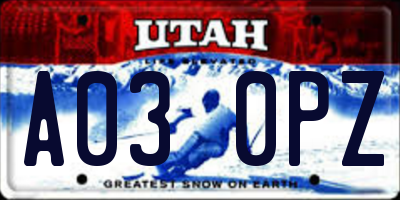 UT license plate A030PZ