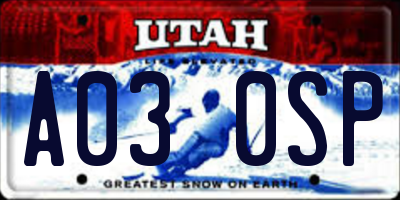 UT license plate A030SP