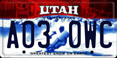 UT license plate A030WC