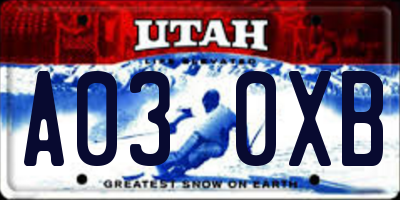 UT license plate A030XB