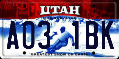 UT license plate A031BK