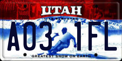 UT license plate A031FL