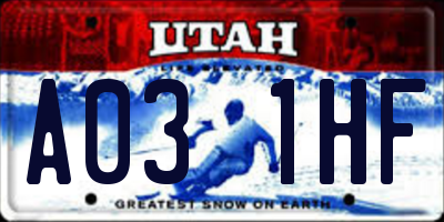 UT license plate A031HF