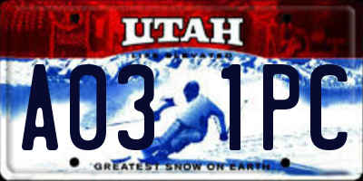 UT license plate A031PC