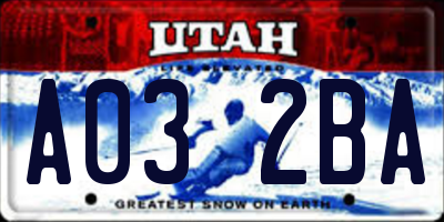 UT license plate A032BA