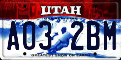 UT license plate A032BM