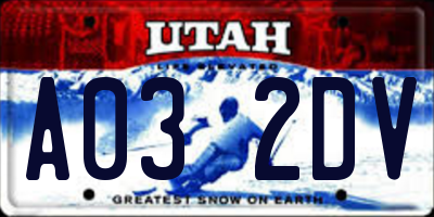 UT license plate A032DV