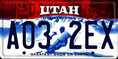 UT license plate A032EX