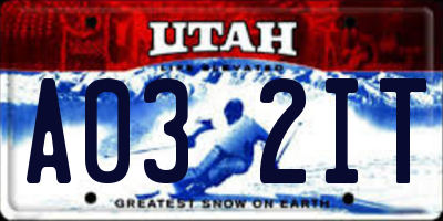 UT license plate A032IT