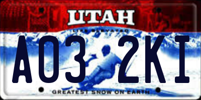 UT license plate A032KI