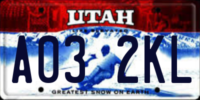 UT license plate A032KL