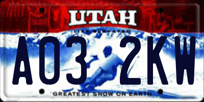 UT license plate A032KW