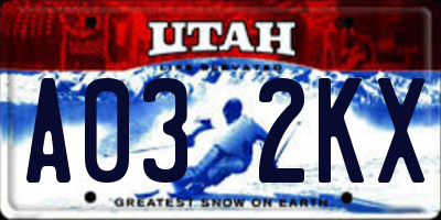 UT license plate A032KX