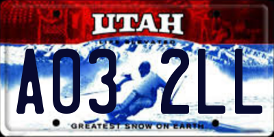 UT license plate A032LL