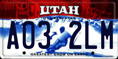 UT license plate A032LM