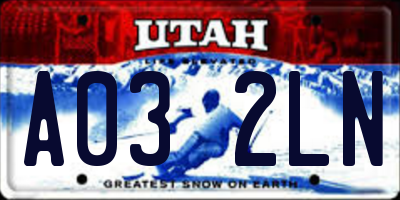 UT license plate A032LN