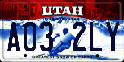 UT license plate A032LY
