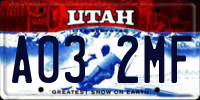UT license plate A032MF