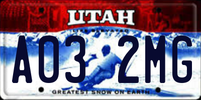 UT license plate A032MG