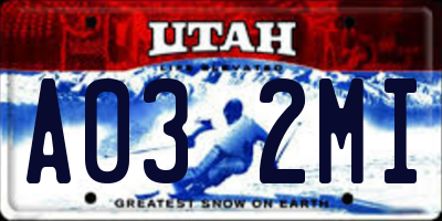 UT license plate A032MI