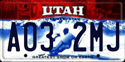 UT license plate A032MJ