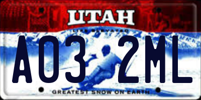 UT license plate A032ML