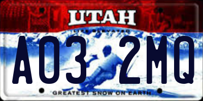 UT license plate A032MQ
