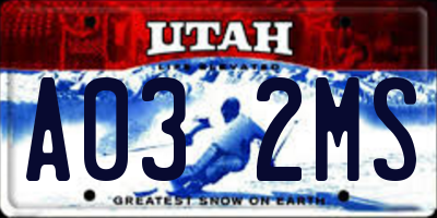 UT license plate A032MS