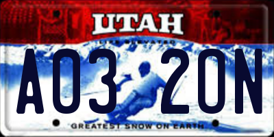 UT license plate A032ON